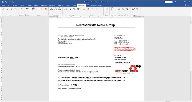 Schriftsatz mit SQL Aktendaten